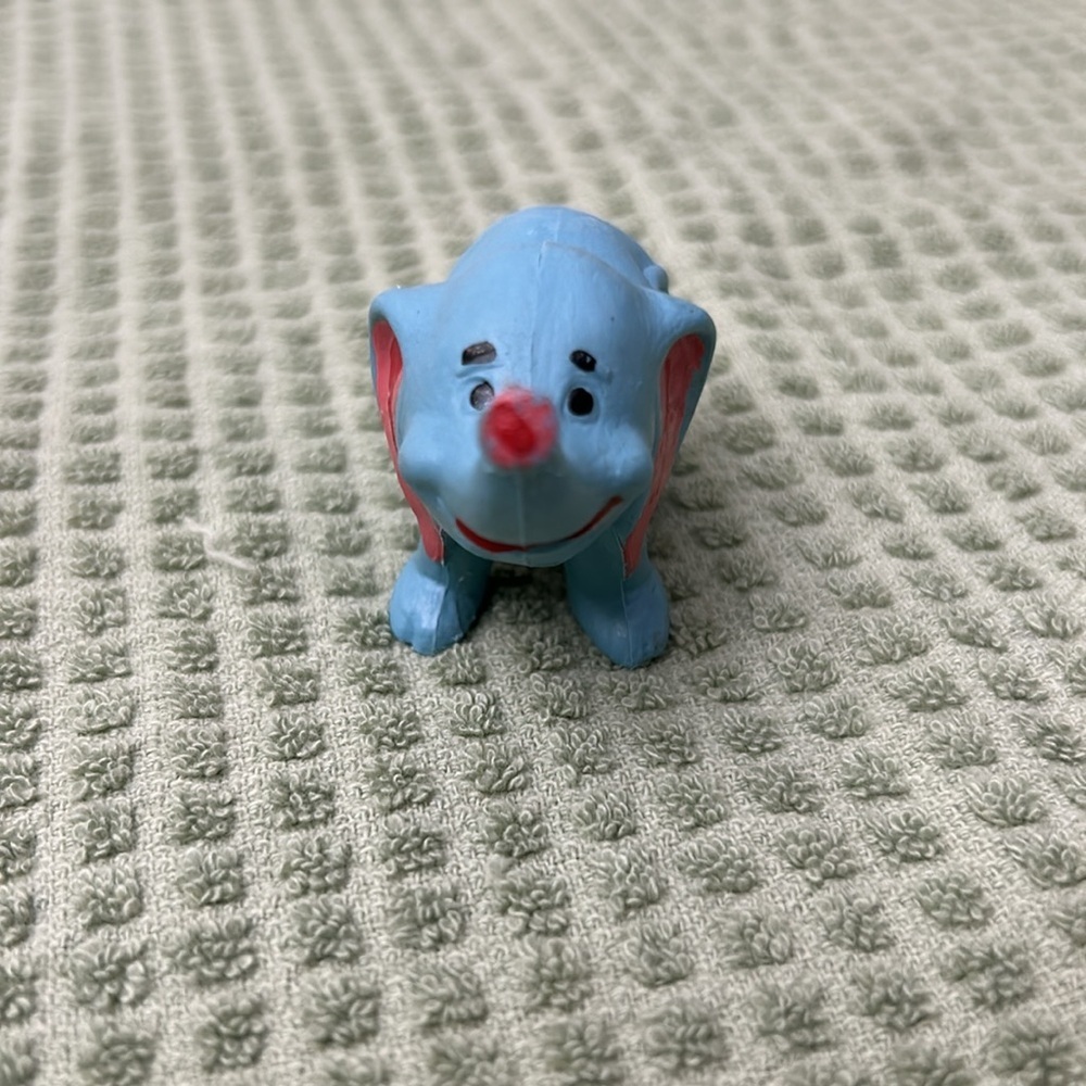 VINTAGE blue and pink plastic elephant toy